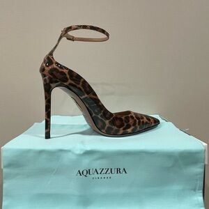 Aquazurra Pumps Ankle Strap Patent Leather Heels Leopard Love Affair Decollete